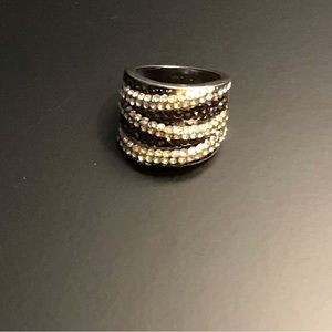 Custom Jewelry Ring Black & Silver Size 7